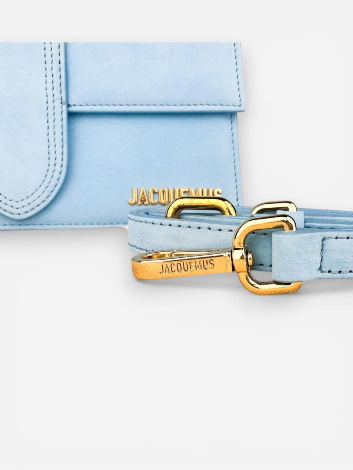 Jacquemus Le Grand Bambino Light Blue Nubuck Suede Top Handle Bag NWT