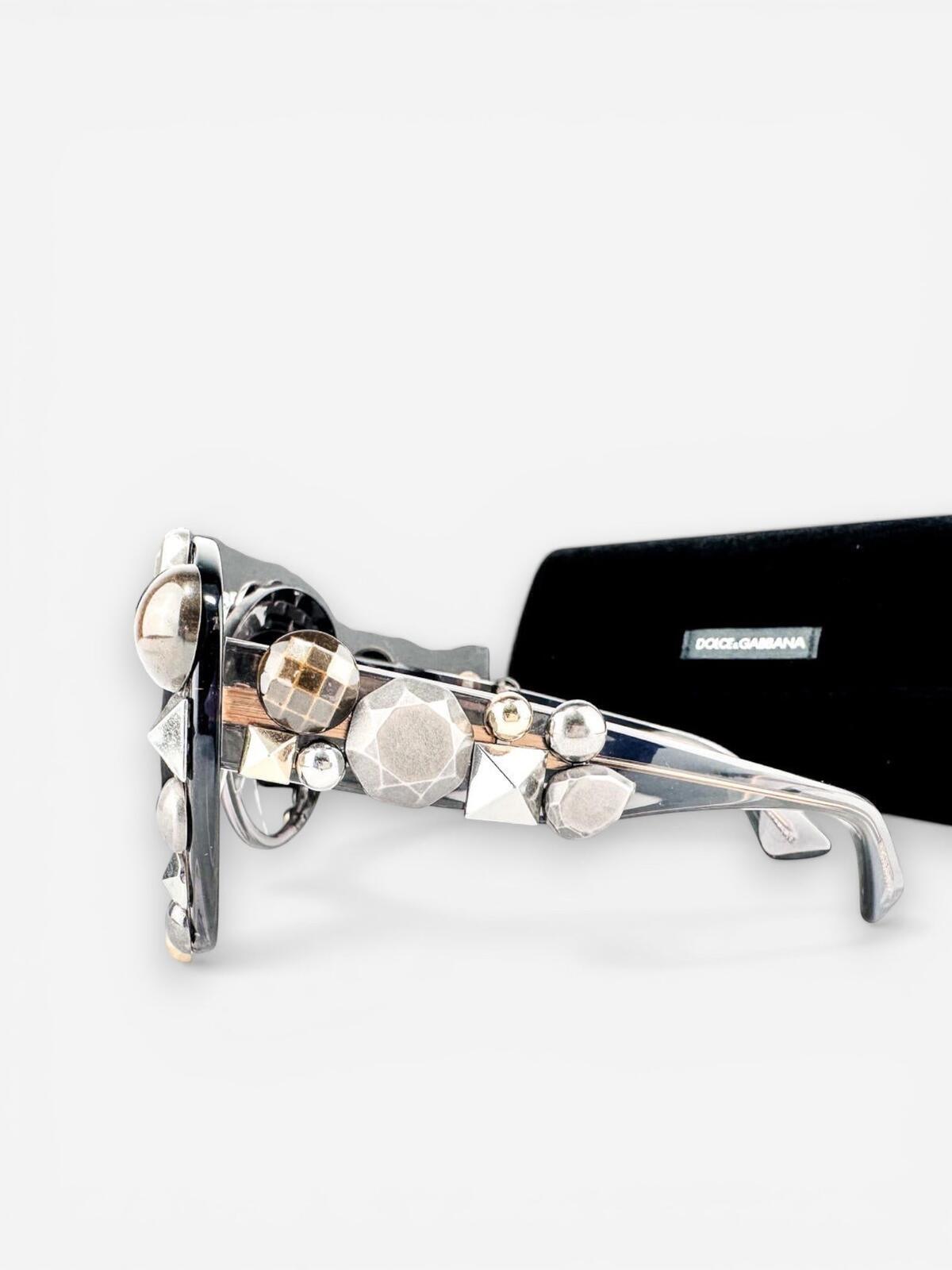 Dolce & Gabbana DG4266 Gray Translucent Metal Stud Sunglasses | NWT Rare