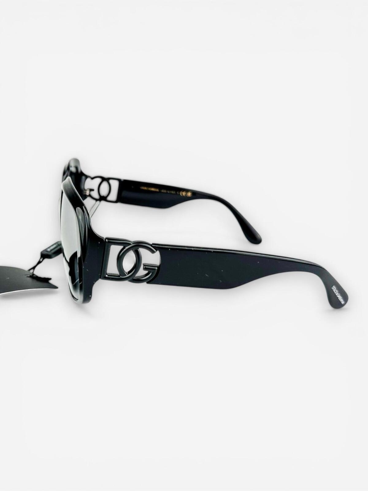 Dolce & Gabbana DG4386 Black Oversized Square Sunglasses DG Logo | NWT