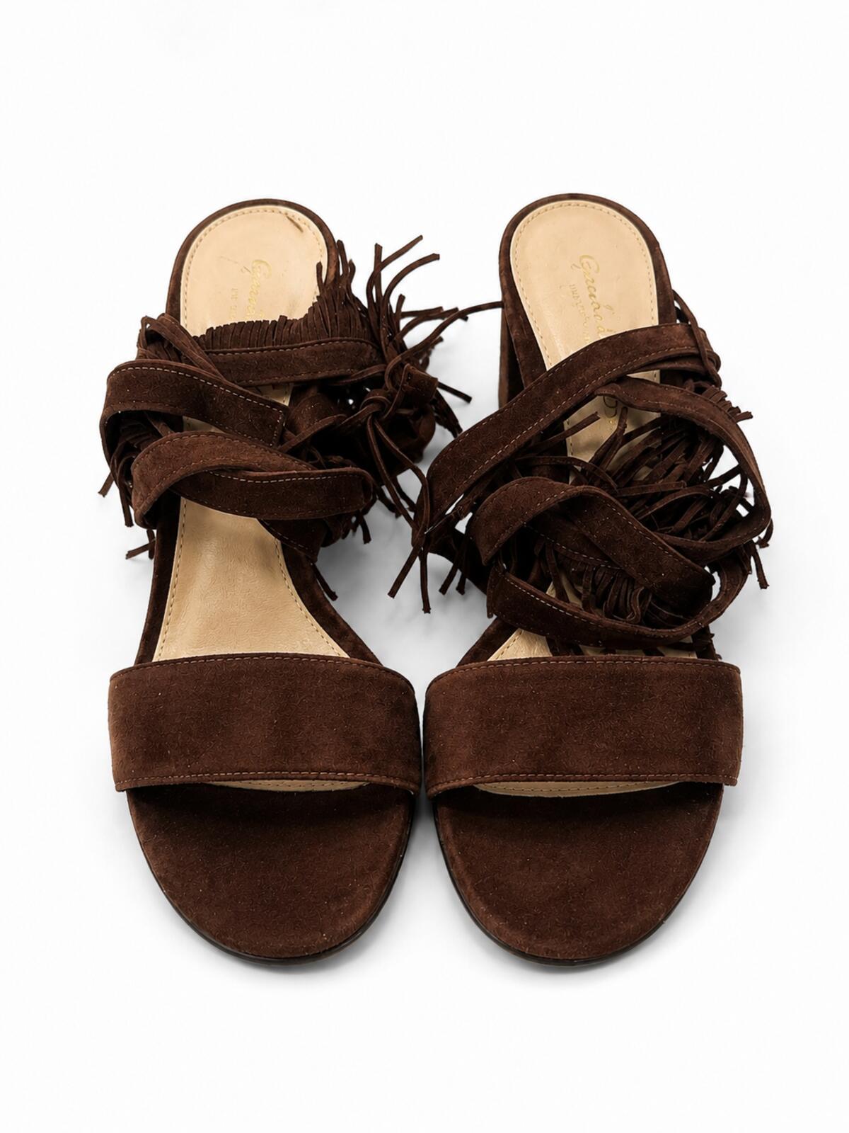 Gianvito Rossi Gianvito Rossi Geri Fringe Suede Sandals Chocolate Brown EU 36 US 6 | NIB - Vestir