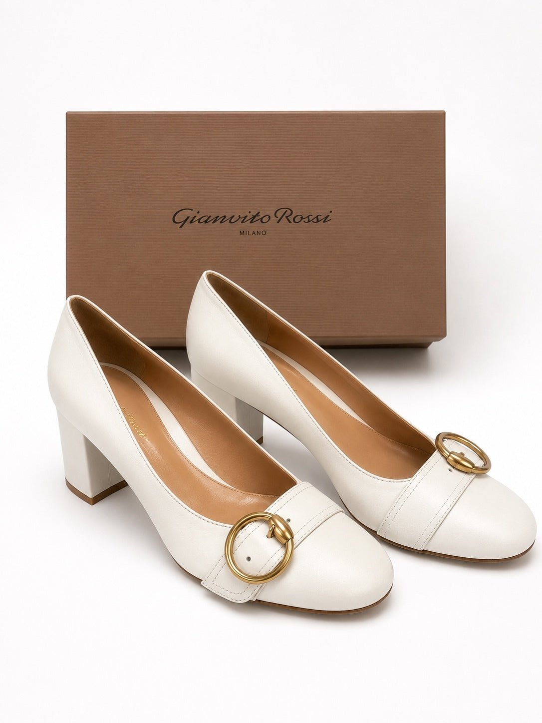 Gianvito Rossi Gianvito Rossi Pamela 60 White Leather Block Heel Pumps EU 40 | NWB - Vestir