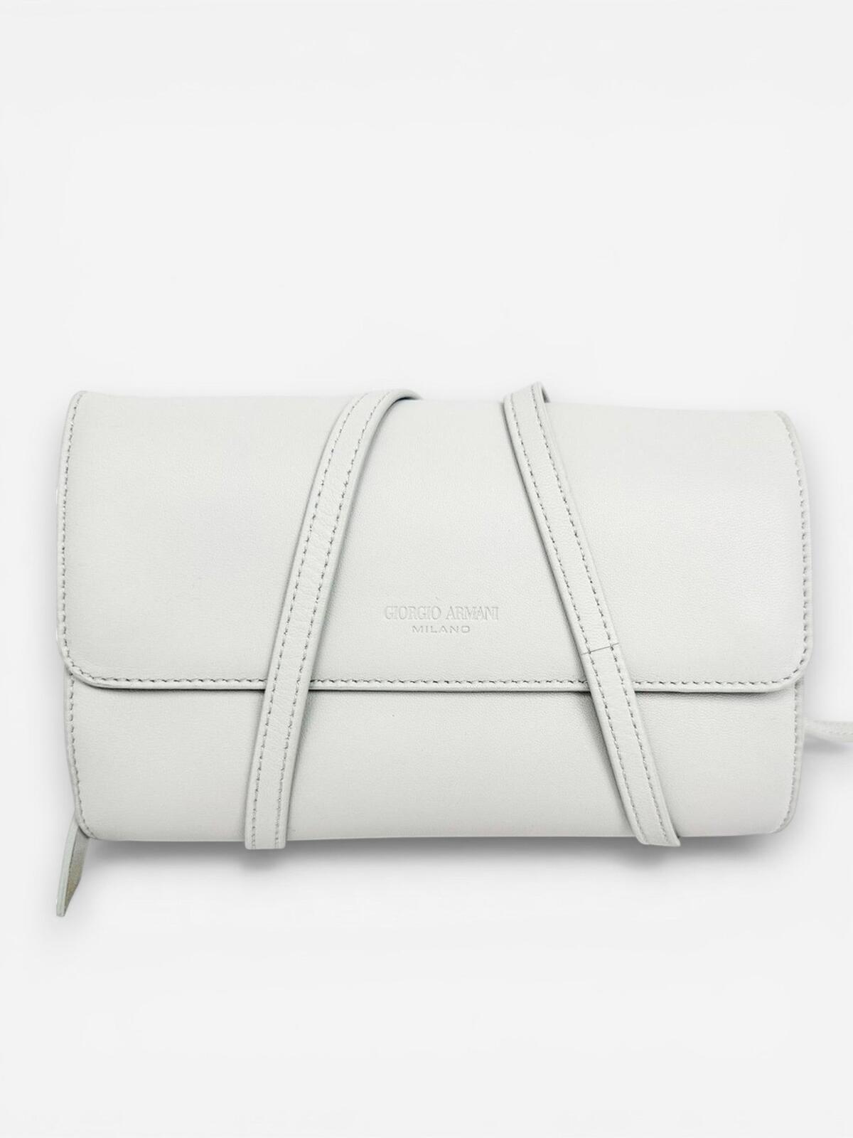 Giorgio Armani Giorgio Armani Gray Leather Convertible Wallet Crossbody Clutch Strap | New - Vestir