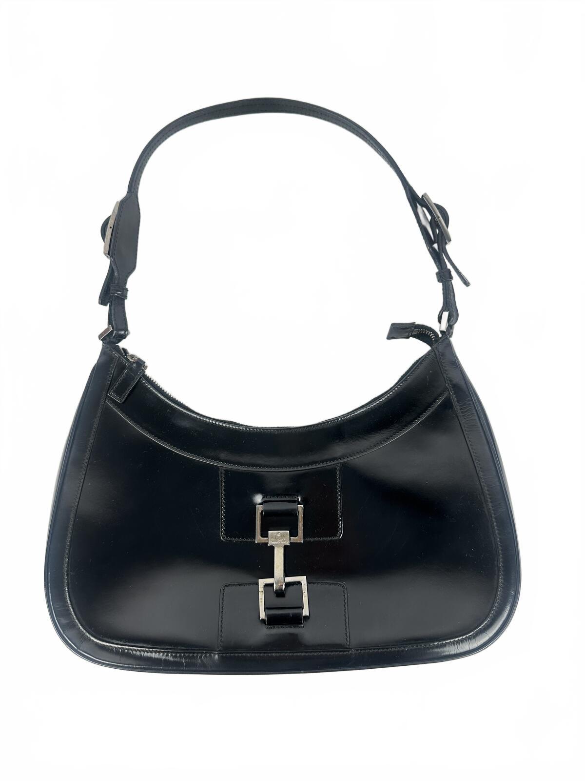 Gucci Gucci Tom Ford Era 1998 Black Patent Leather Hobo Shoulder Bag | Pre-Loved - Vestir