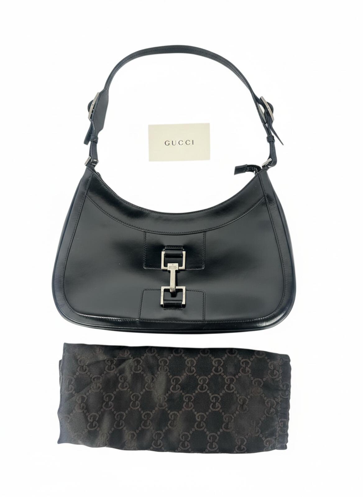Gucci Gucci Tom Ford Era 1998 Black Patent Leather Hobo Shoulder Bag | Pre-Loved - Vestir