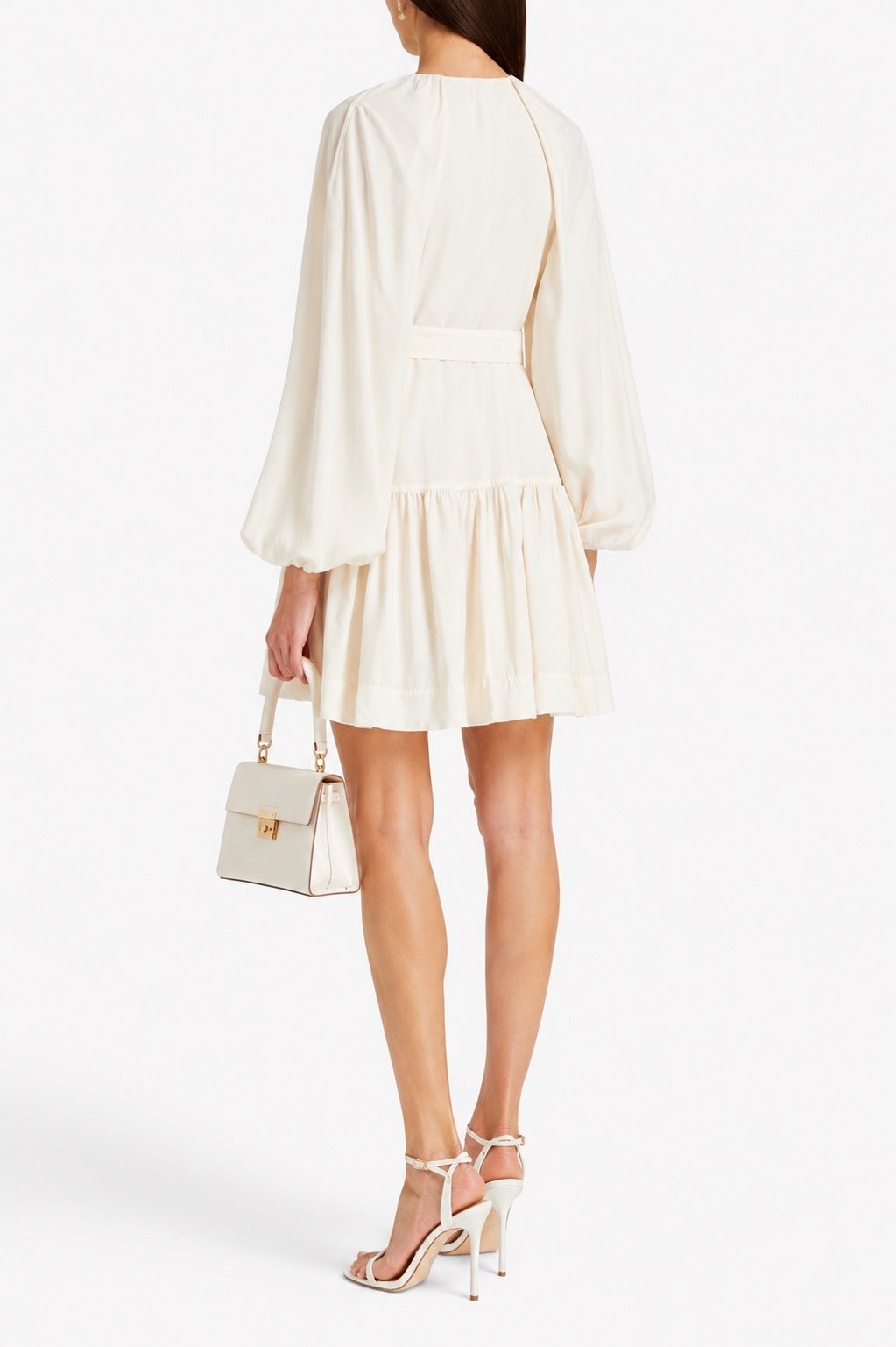Jonathan Simkhai Jonathan Simkhai Ivory Belted A-Line Mini Dress | Balloon Sleeves | NWT | Size S - Vestir