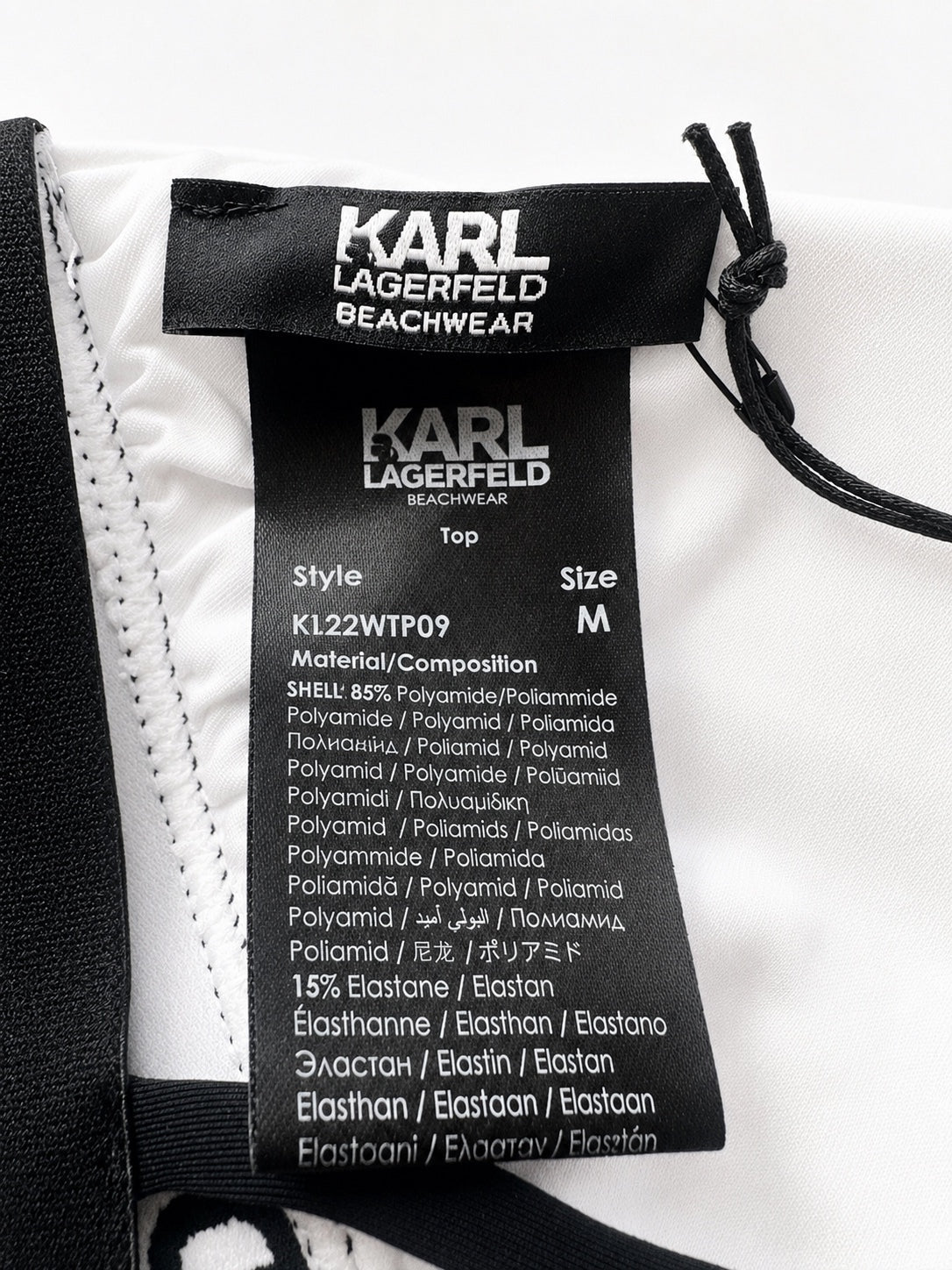 Karl Lagerfeld Karl Lagerfeld Logo Triangle Bikini Top Black White Color Block M | NWT - Vestir