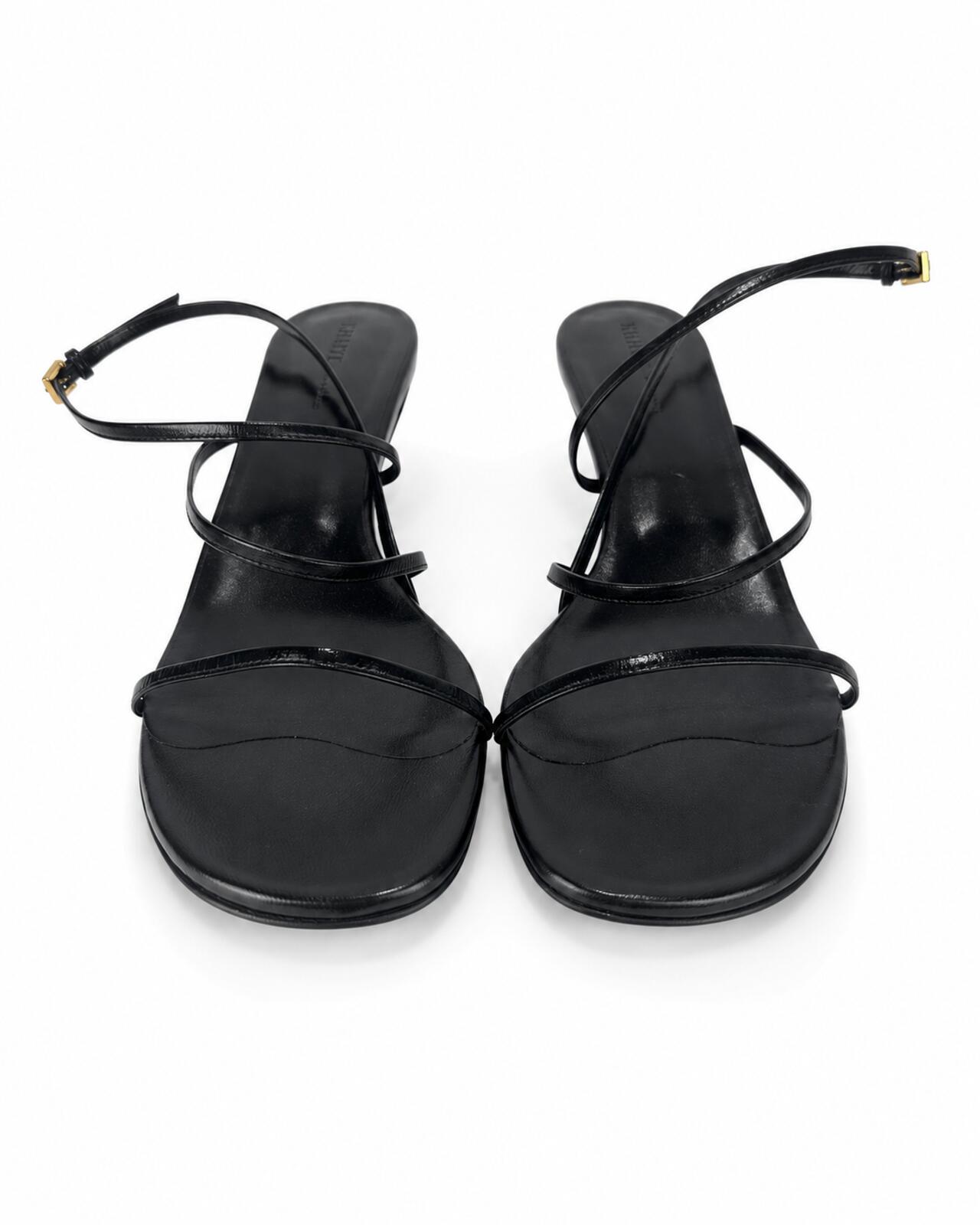 Khaite KHAITE Loop Kitten Heel Strappy Sandal Black Leather EU 39.5 US 9.5 | NIB - Vestir