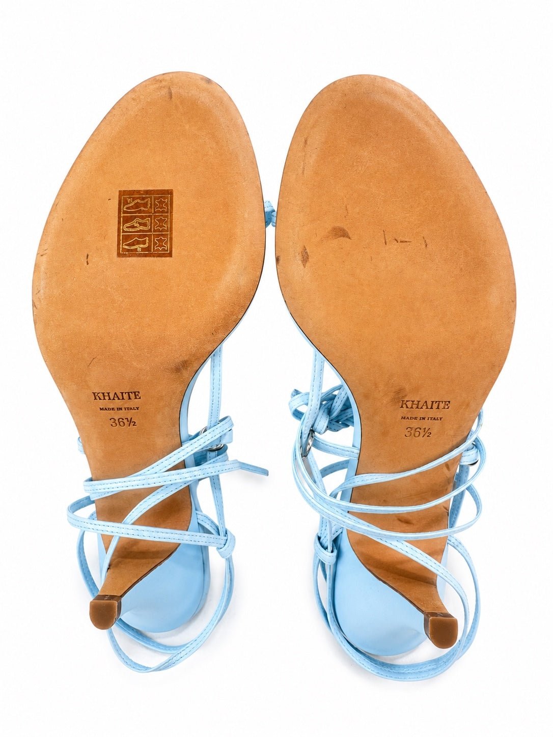 Khaite KHAITE Marion Leather Strappy Sandals Baby Blue EU 36.5 US 6.5 | NIB - Vestir