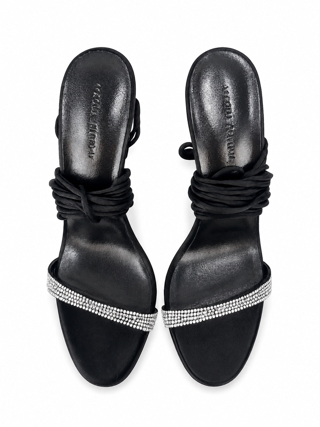 Magda Butrym Magda Butrym Wrap Around Satin Strass Rhinestone Heels Black EU 40 US 10 | NIB - Vestir