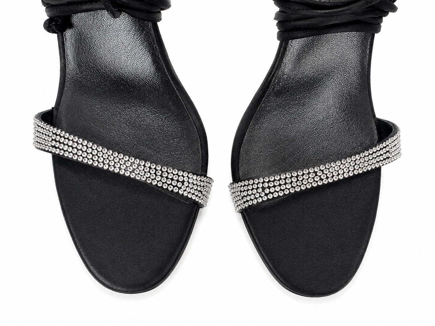 Magda Butrym Magda Butrym Wrap Around Satin Strass Rhinestone Heels Black EU 40 US 10 | NIB - Vestir