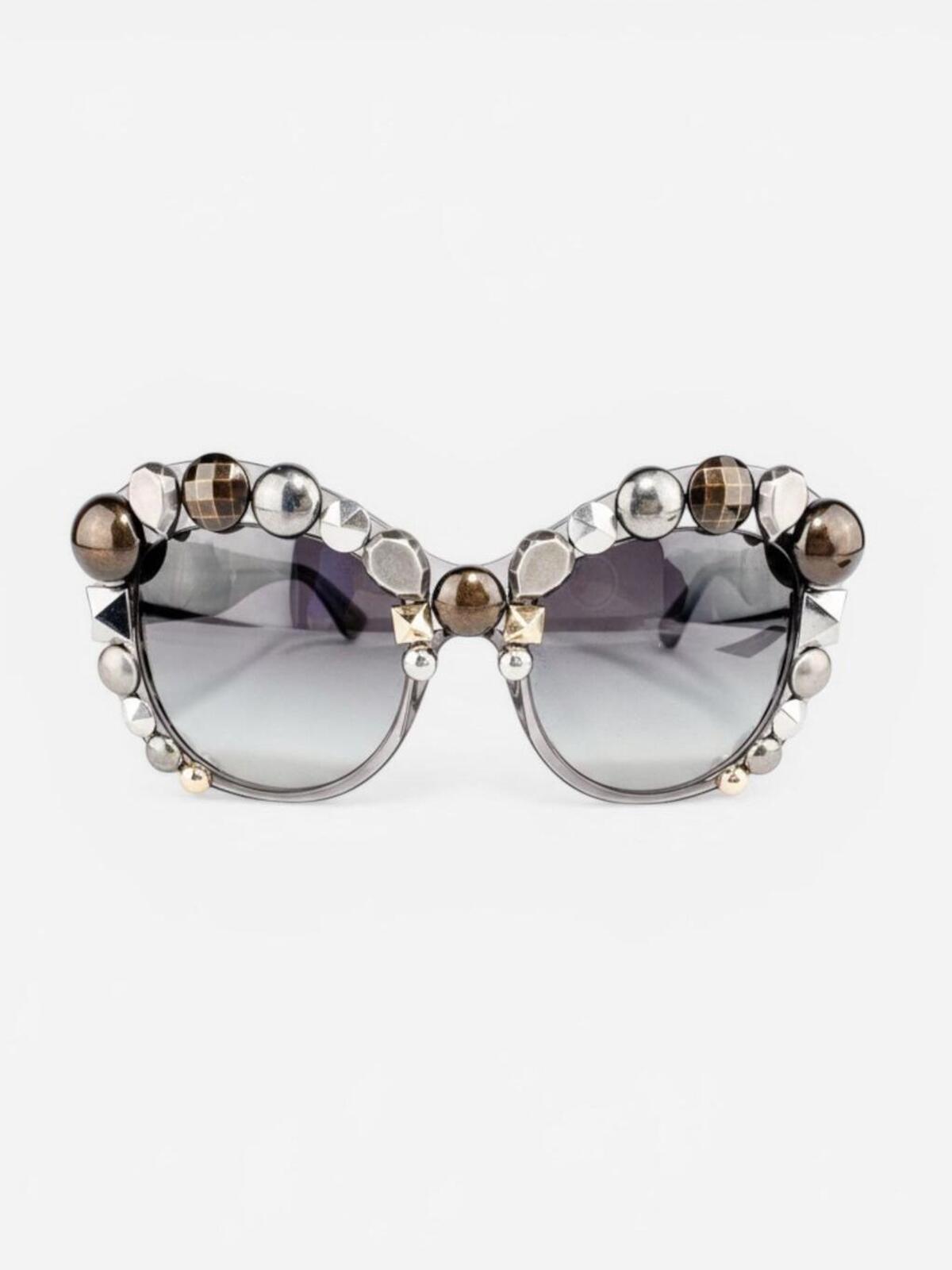 Dolce & Gabbana DG4266 Gray Translucent Metal Stud Sunglasses | NWT Rare