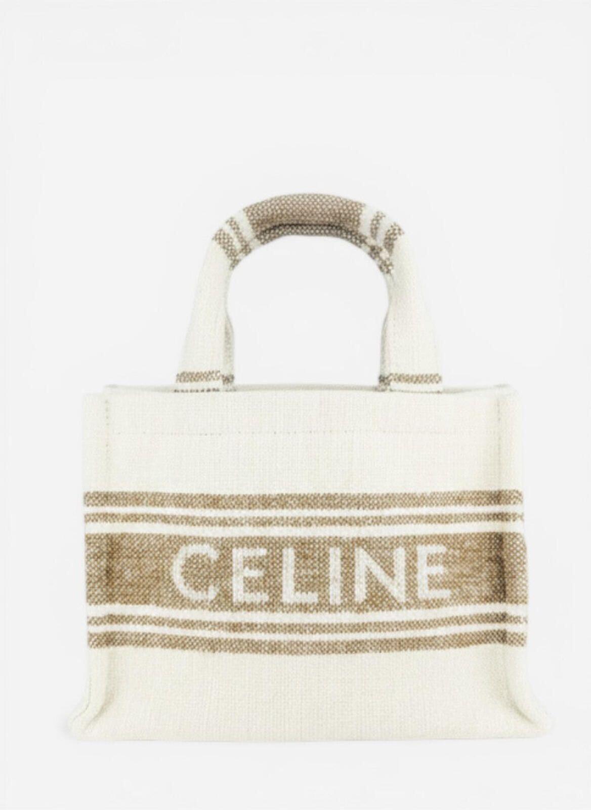 Celine Small Cabas Thais Striped Jacquard Textile Tote Bag | New
