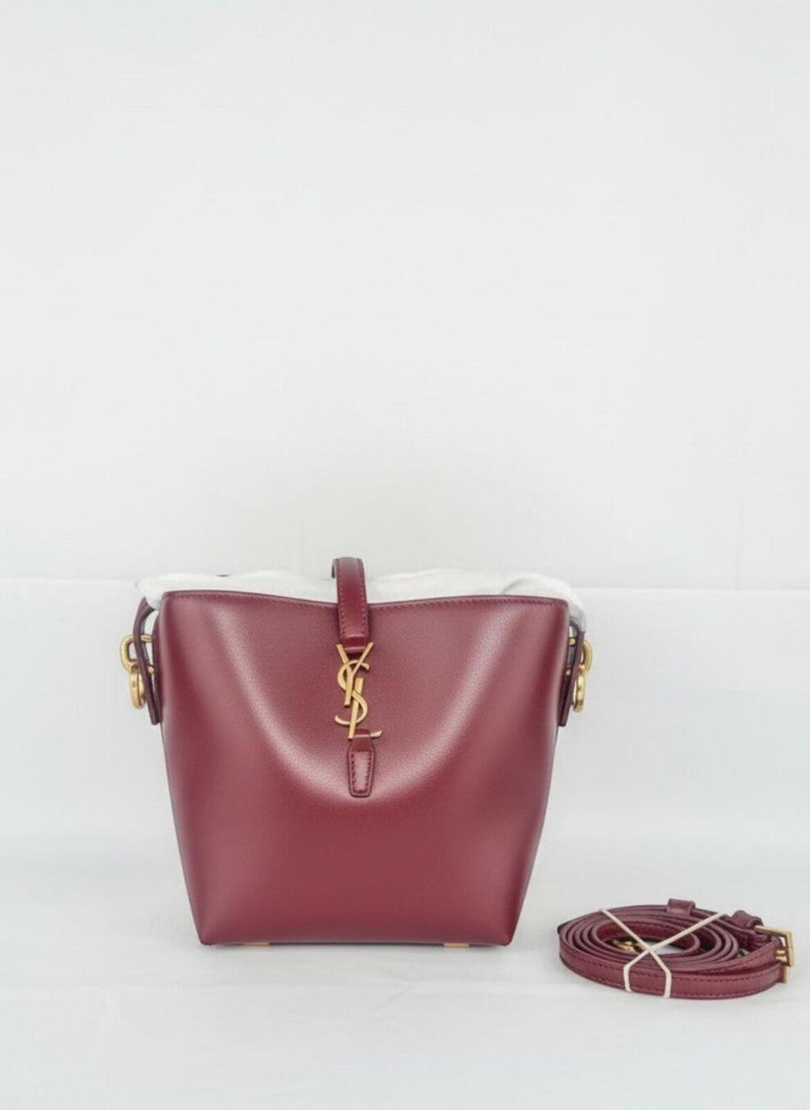 Saint Laurent Le 37 Mini Bordeaux Calfskin Bucket Bag YSL Cassandre | New