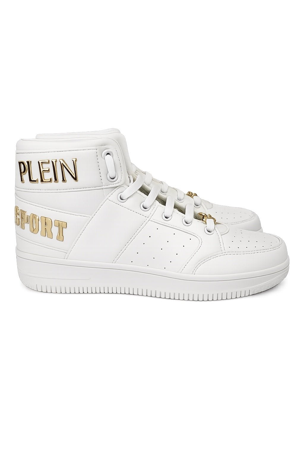 Philipp Plein Philipp Plein Sport High Top Sneakers White Gold Logo DIPS992 EU 40 | NWB - Vestir