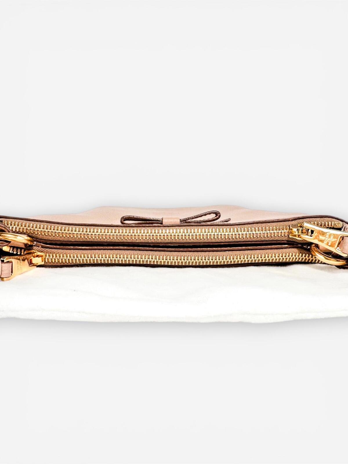 Prada Prada Vitello Phenix 1BH046 Double Zip Crossbody Cammeo Beige | NWT - Vestir