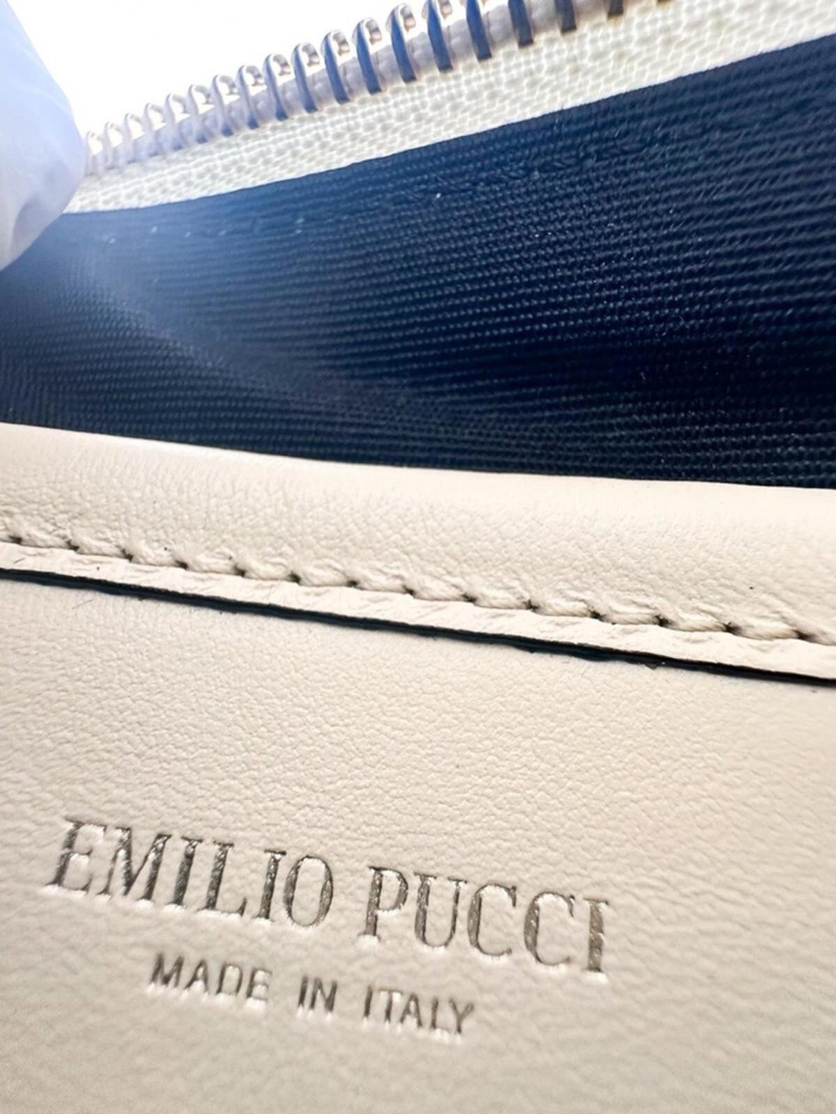 Emilio Pucci Pucci Geometric Print Leather Wristlet Clutch Pink Purple | Card Holder New - Vestir