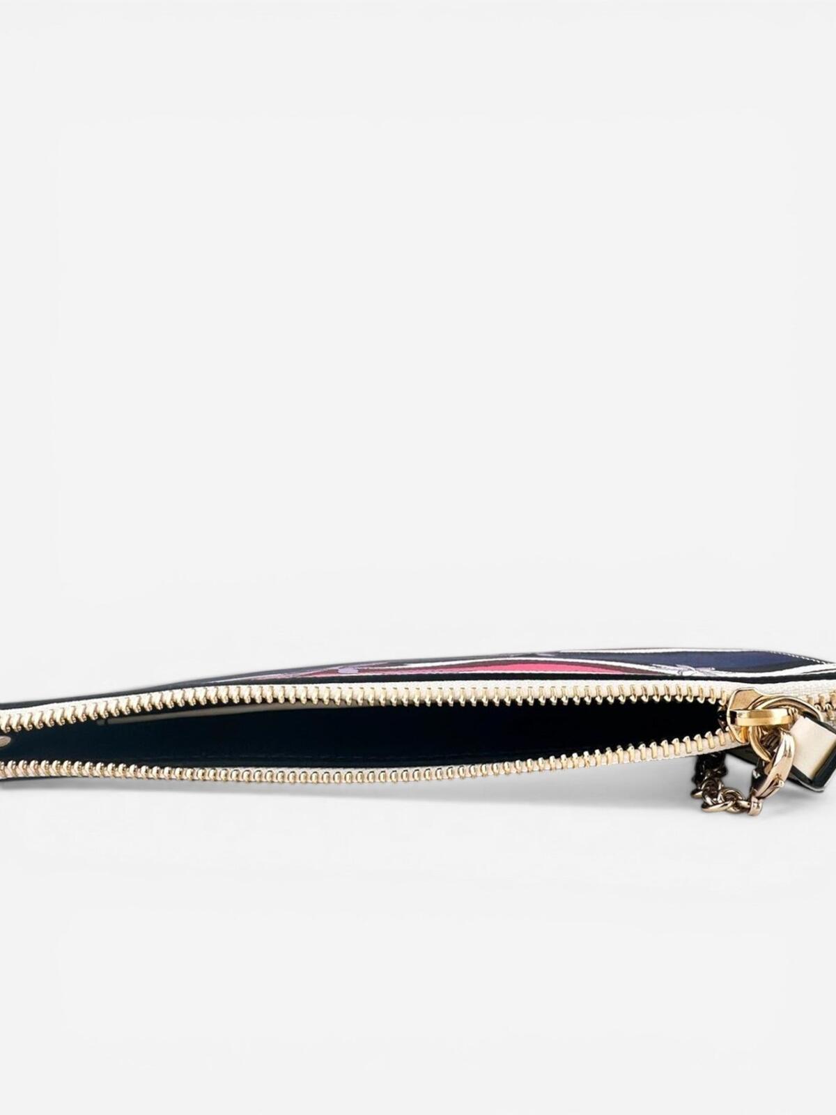Emilio Pucci Pucci Geometric Print Leather Wristlet Clutch Pink Purple | Card Holder New - Vestir