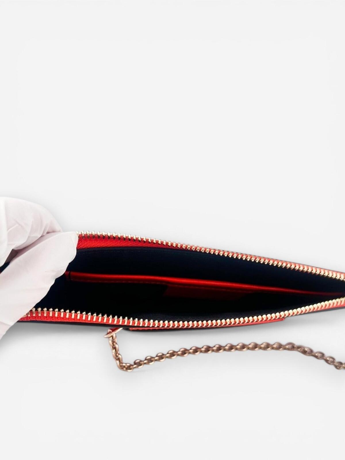 Emilio Pucci Pucci Iconic Geometric Print Leather Wristlet Pouch Chain Card Holder New - Vestir
