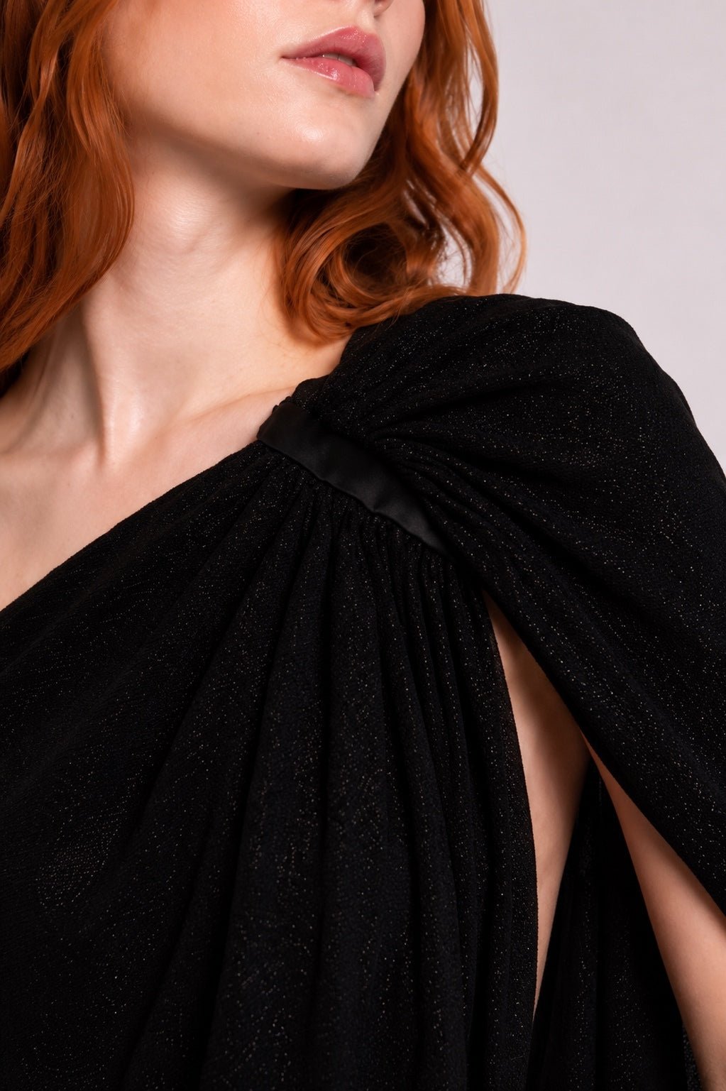 Saint Laurent Saint Laurent One Shoulder Jacquard Draped Mini Dress Black FR 34 | NWT - Vestir