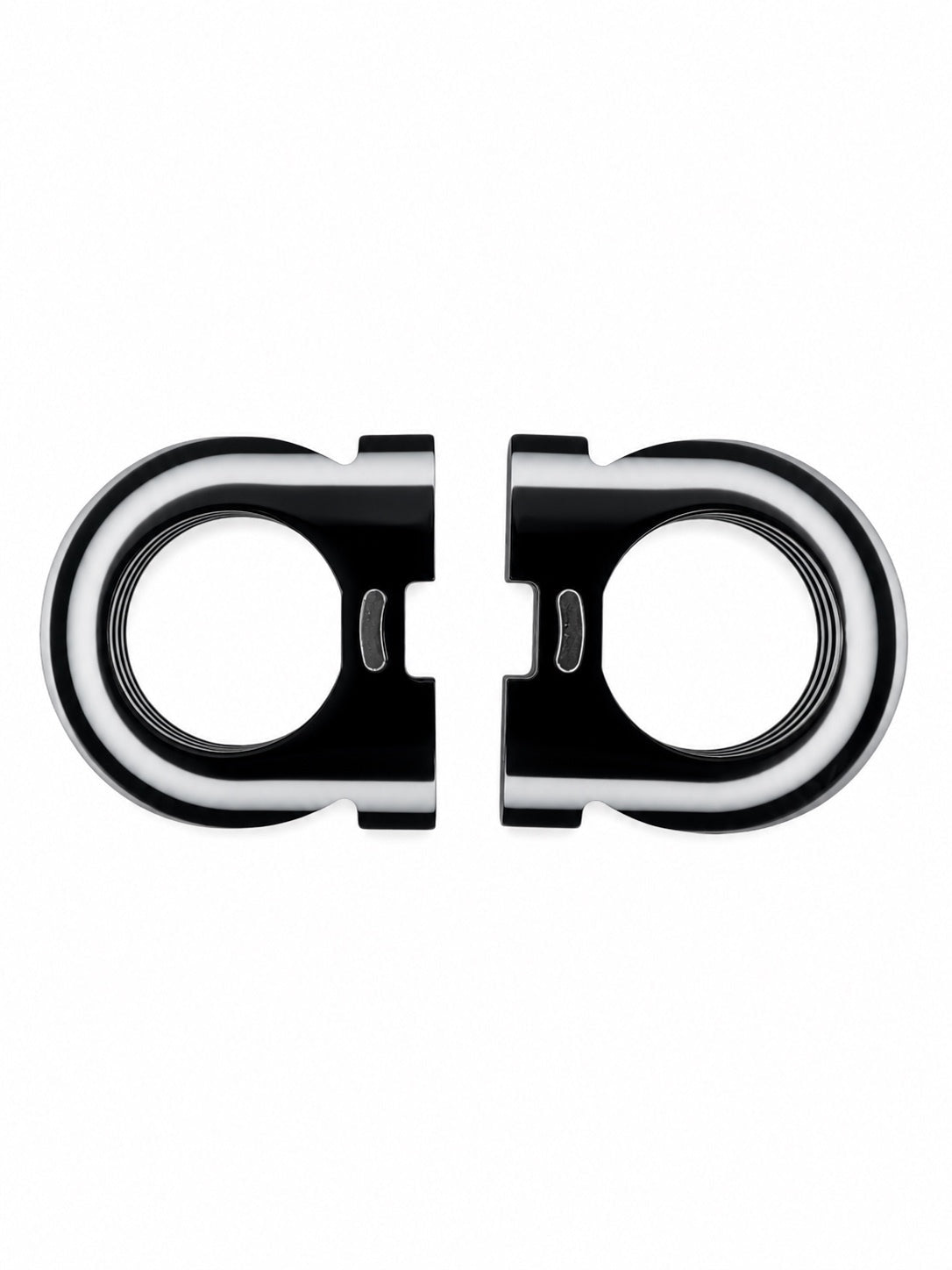 Salvatore Ferragamo Salvatore Ferragamo Gancini Resin Belt Buckle Striped Silver Made in Italy NIB - Vestir