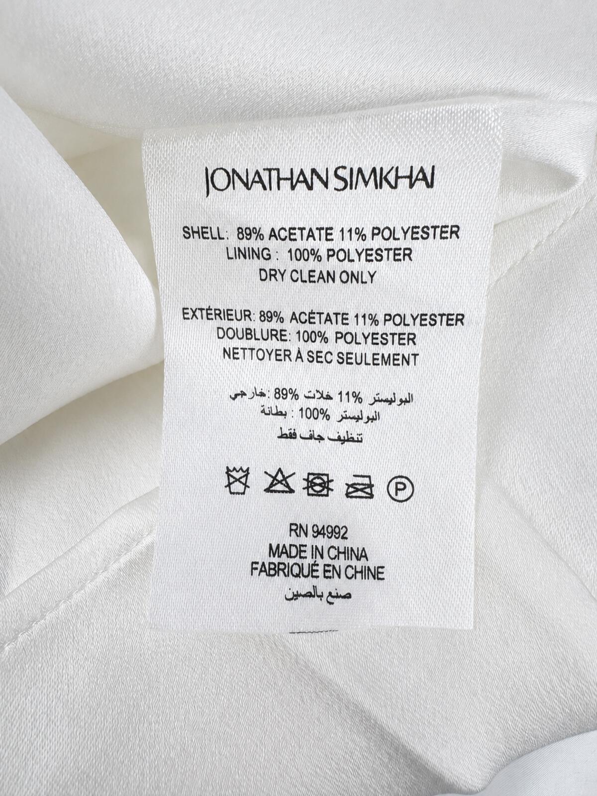 Jonathan Simkhai Simkhai Finley Satin-Crepe Draped Cowl Gown White US 6 | NWT - Vestir