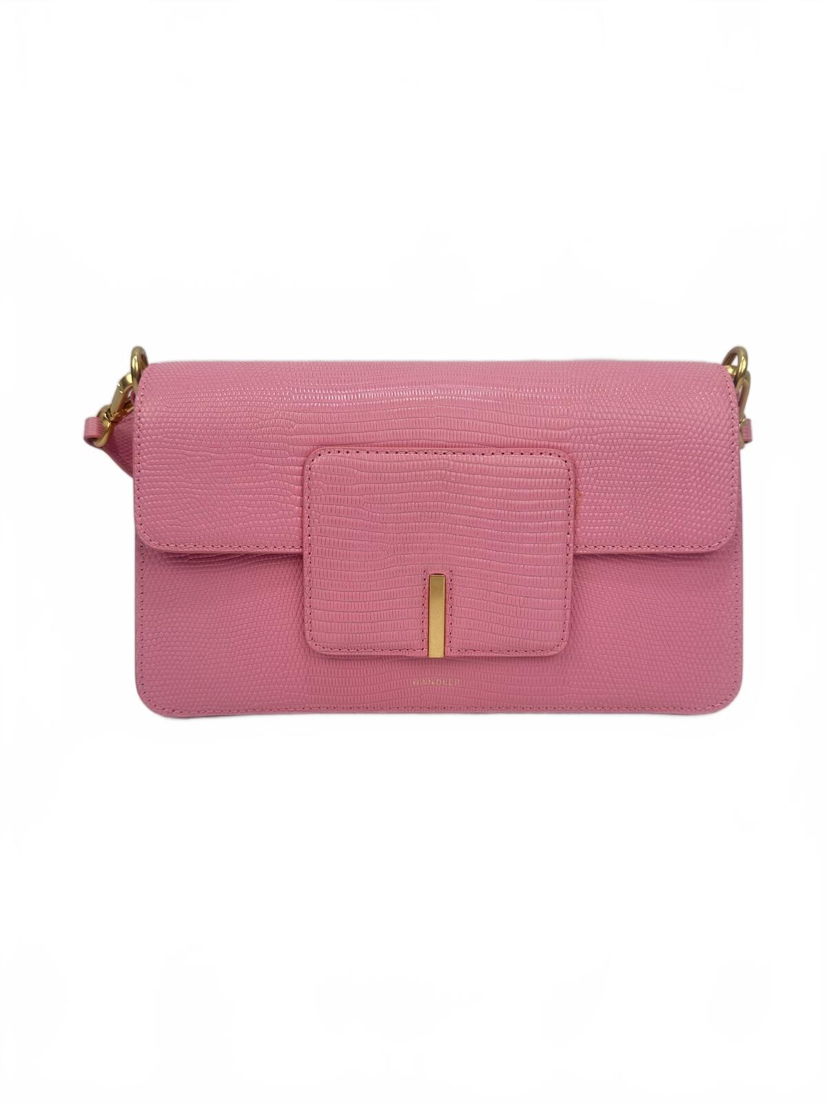 WANDLER Wandler Georgia Pink Lizard-Embossed Leather Shoulder Bag | NWT - Vestir