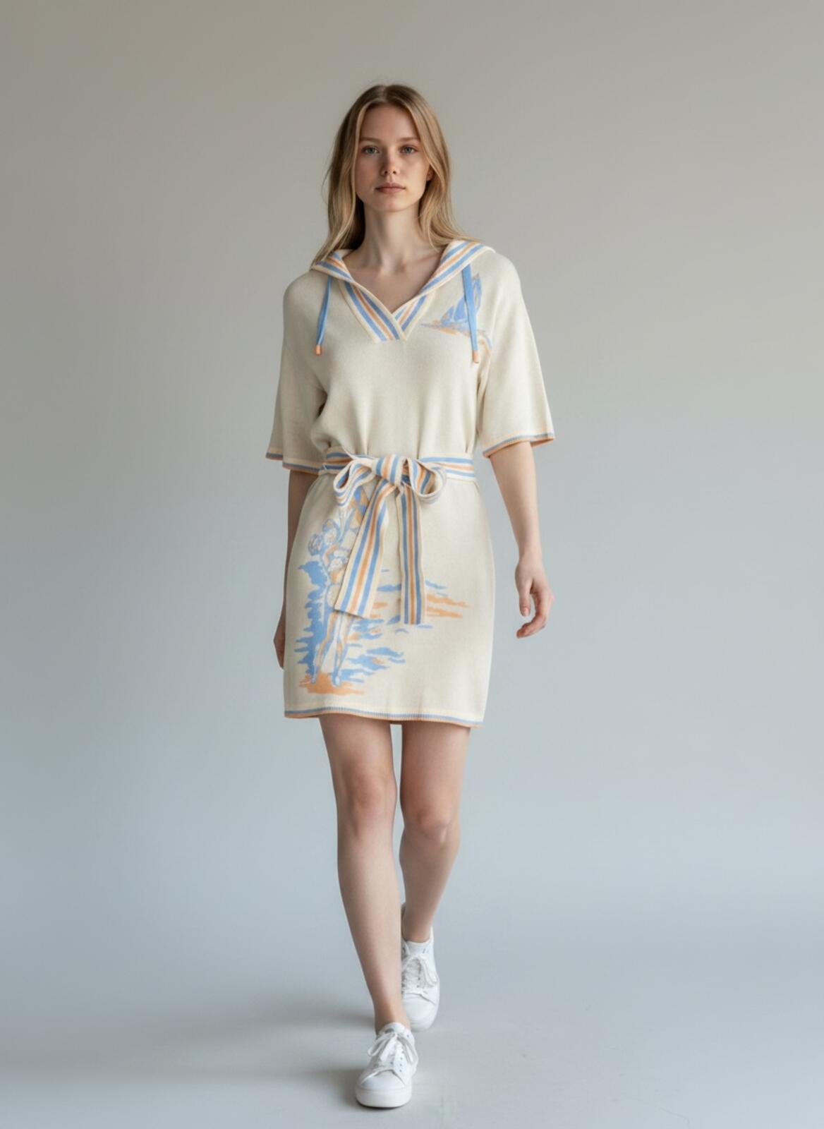 Zimmermann Zimmermann Lyre Hooded Knit Mini Dress Cream Summer Swim 2022 0P | NWT - Vestir