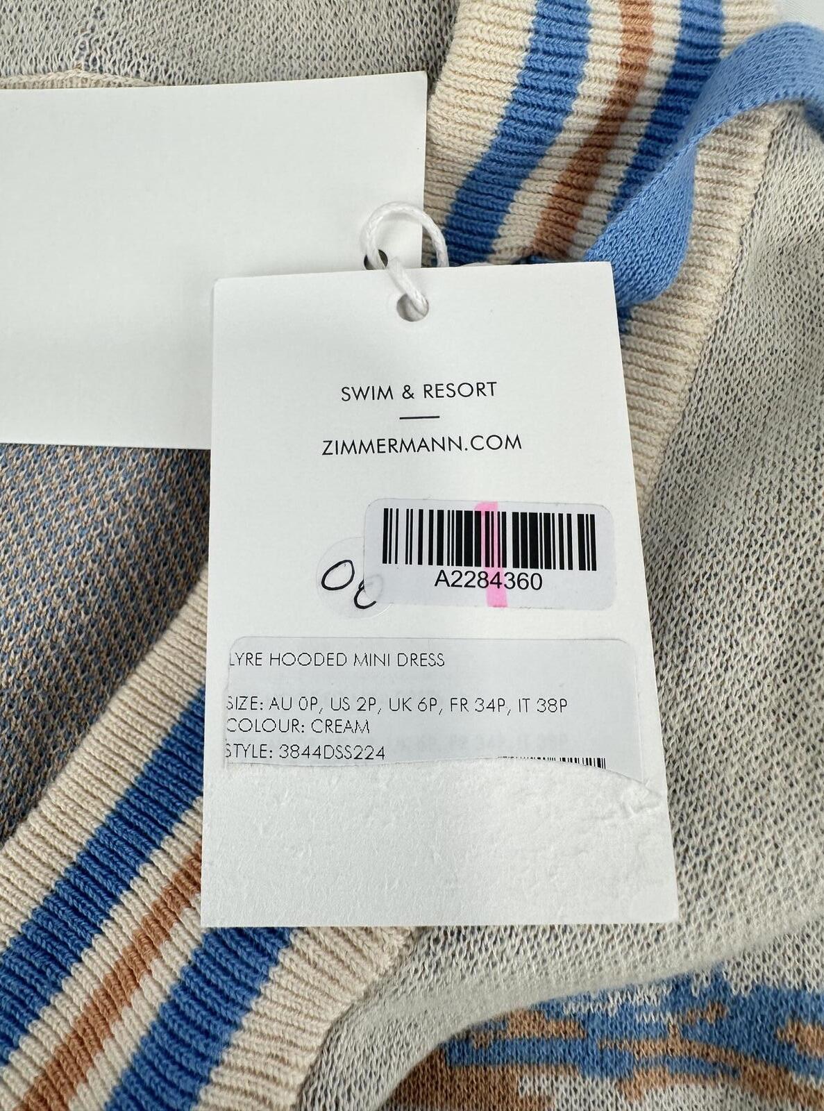 Zimmermann Zimmermann Lyre Hooded Knit Mini Dress Cream Summer Swim 2022 0P | NWT - Vestir