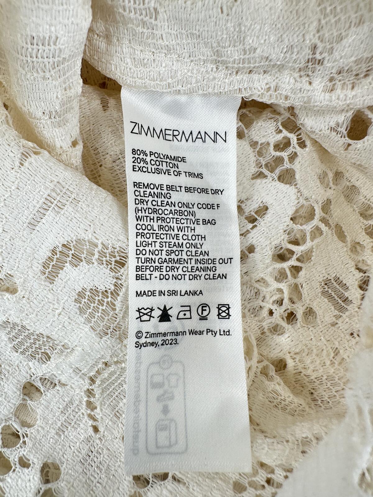 Zimmermann Zimmermann Matchmaker Lace Sheath Dress Cream Long Sleeve Size S US 4 | NWT - Vestir